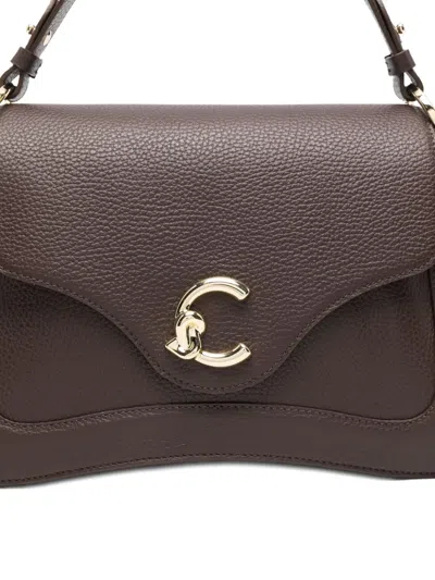 Coccinelle Logo-plaque Leather Tote Bag In Brown