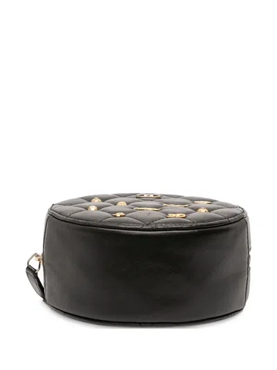 Pre-owned Chanel 2019 Quilted Lambskin Egyptian Amulet Charms Round Clutch With Chain Crossbody Bag In Black