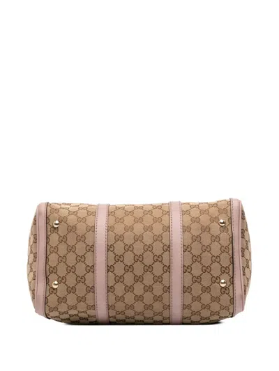 Pre-owned Gucci 2016-2025 Medium Gg Canvas Joy Boston Bag Satchel In Pink
