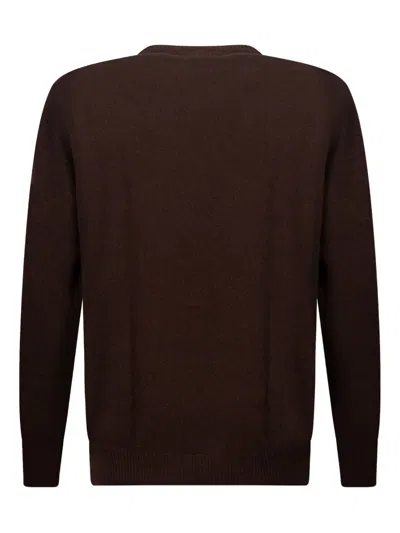 Mc2 Saint Barth Embroidered Crew Neck Sweater In Brown