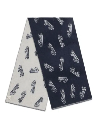 Bally Logo-jacquard Scarf In Blue