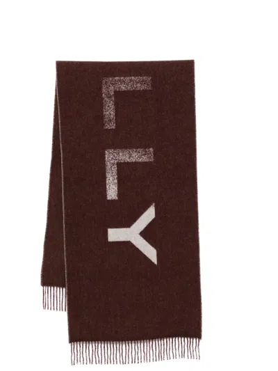 Bally Logo-intarsia Scarf In Brown