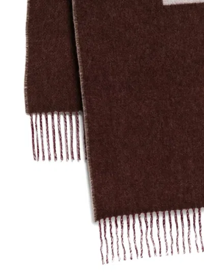 Bally Logo-intarsia Scarf In Brown