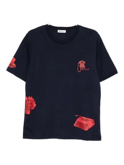 Bally Graphic-print Cotton T-shirt In Blue