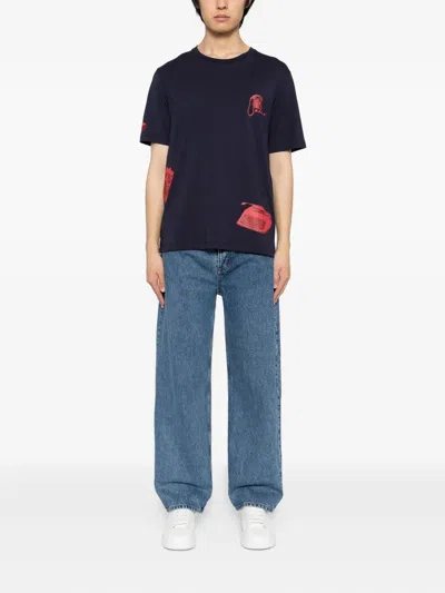 Bally Graphic-print Cotton T-shirt In Blue