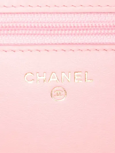 Pre-owned Chanel 2019 Quilted Caviar Boy Wallet On Chain Crossbody Bag In Pink