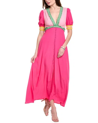 Saloni Crepe Midi Dress In Pink