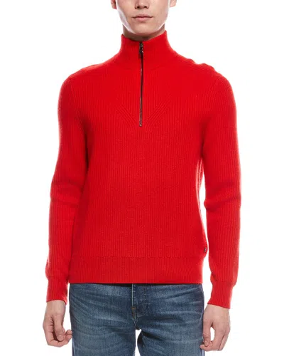 Bogner Rook Cashmere 1/4-zip Mock Neck Sweater In Red