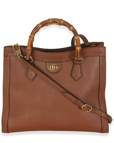 Pre-owned Gucci Brown Leather Large Diana Tote (authentic Pre-loved) In Brown