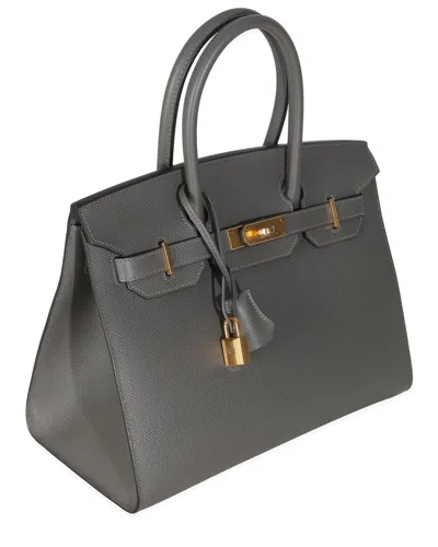 Pre-owned Hermes Hermès Grey Meyer Epsom Sellier Leather Birkin 30 Ghw (authentic Pre-loved)