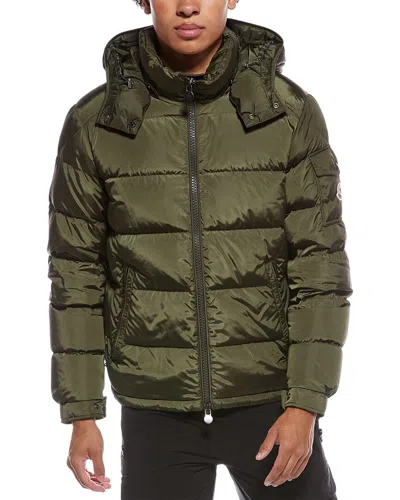 Moncler Men Baudinet Down Jacket With Logo Patch In Green