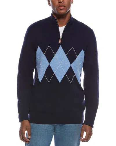 Kier + J Argyle Front Wool & Cashmere-blend 1/4-zip Sweater In Multi