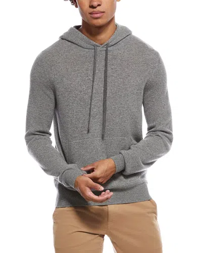 Amicale Cashmere Relaxed Cashmere Hoodie In Gray