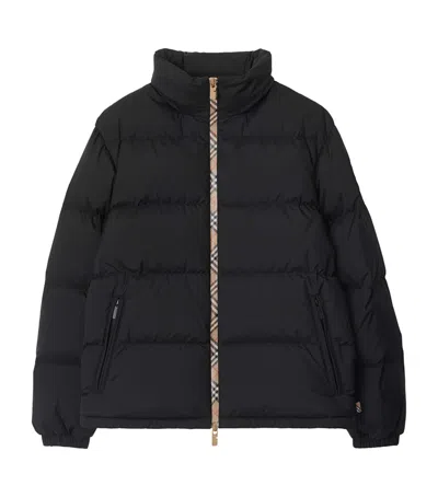 Burberry Men Snowdown Down Jacket With Checked Profile In Black