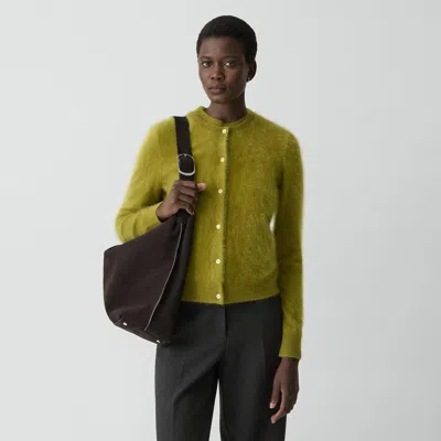 Theory Brushed Cardigan In Airy Cashmere In Animal Print