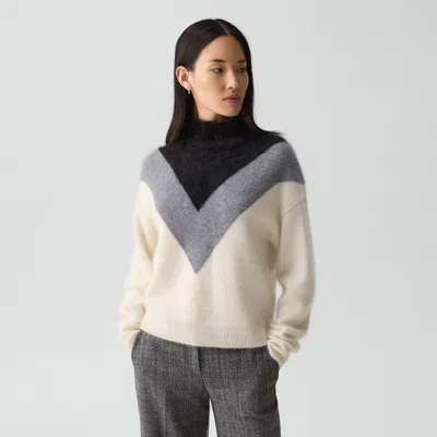 Theory Chevron Turtleneck Sweater In Airy Cashmere In Multi