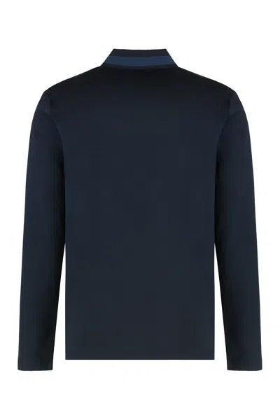 Hugo Boss Polo Sweater In Virgin Wool With Embroidered Logo In Blue
