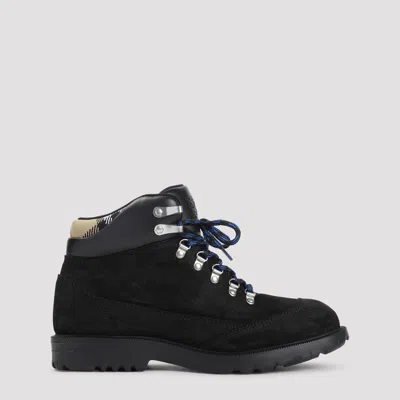 Burberry Suede Ankle Boots Padded Collar In Black