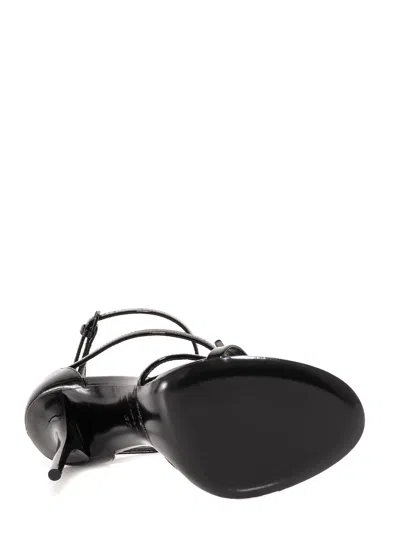 Saint Laurent Cassandra Ysl Patent Leather Sandals In Animal Print