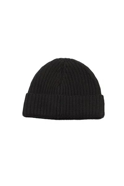Dondup Logo-patch Ribbed-knit Beanie In Black
