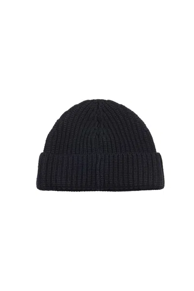 Dondup Logo-patch Ribbed-knit Beanie In Black