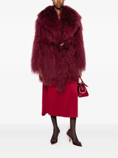 Numerootto Belted Oversized Coat In Brown