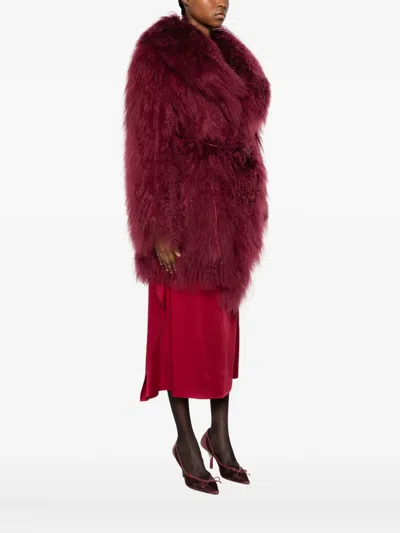 Numerootto Belted Oversized Coat In Brown