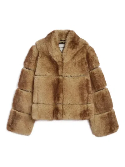 Apparis Gradient-effect Faux-fur Jacket In Brown