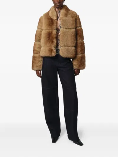 Apparis Gradient-effect Faux-fur Jacket In Brown