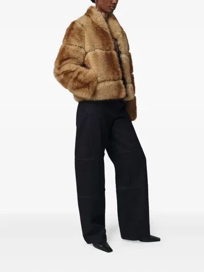 Apparis Gradient-effect Faux-fur Jacket In Brown