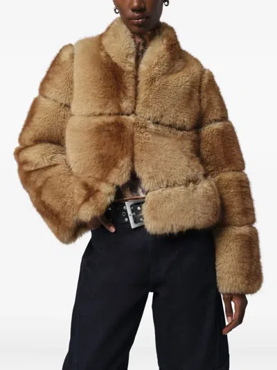 Apparis Gradient-effect Faux-fur Jacket In Brown