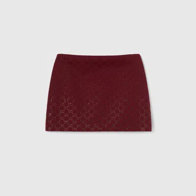 Gucci Gg Fabric High Waist Geometric Mini Skirt In Burgundy
