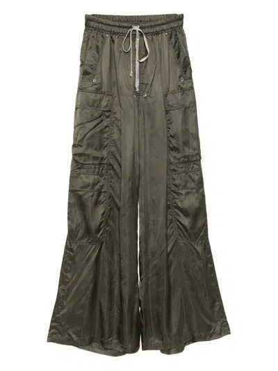 Rick Owens Wide Leg Trousers Elasticated Waistband In Green