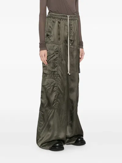 Rick Owens Wide Leg Trousers Elasticated Waistband In Green