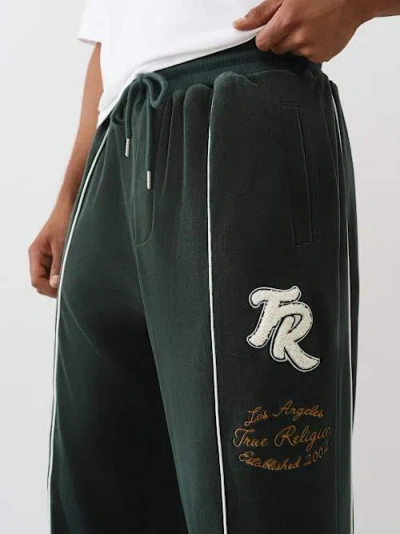 True Religion Men's Logo Patch Velour Track Pant In Green