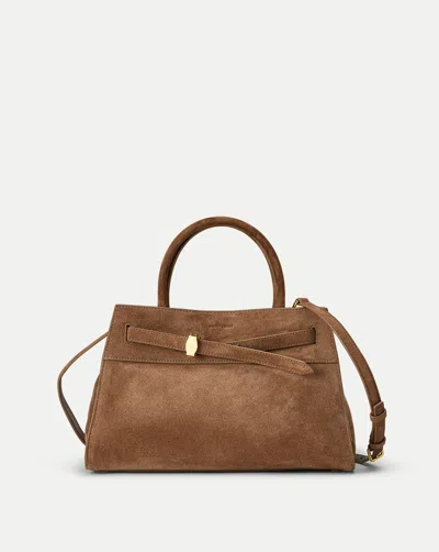 Veronica Beard Dash Belted Suede Top-handle Bag In Brown