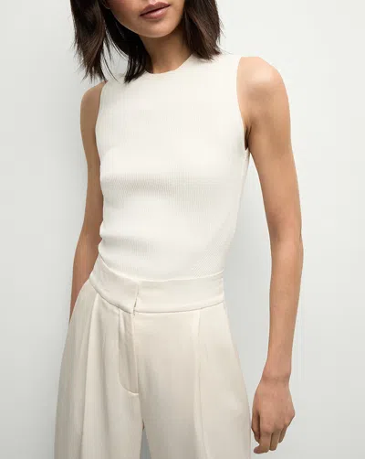 Veronica Beard Sid Crew-neck Knit Tank Top In Off White In White