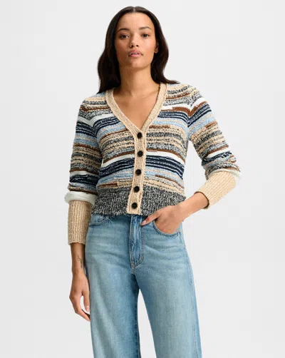 Veronica Beard Striped Button-closure Cardigan In Multi