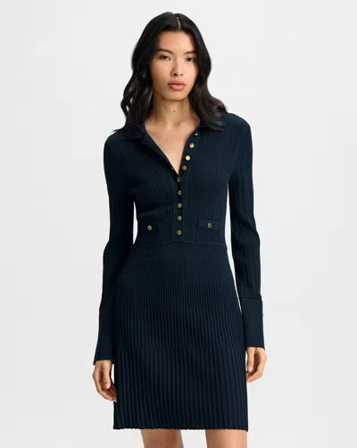 Veronica Beard Lauper Ribbed-knit Mini Dress In Blue
