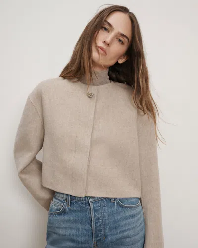 Veronica Beard Philips Cropped Jacket In Oatmeal Melange In Neutral