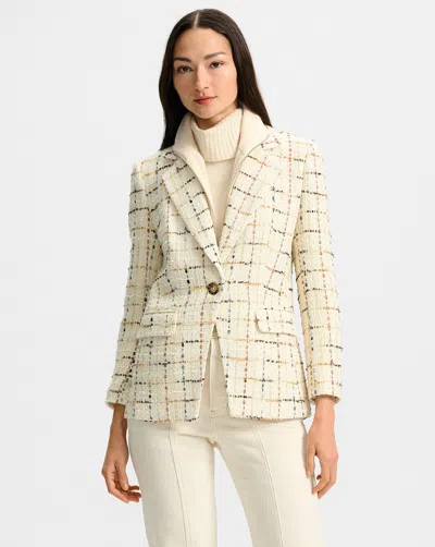 Veronica Beard Healy Check Tweed Dickey Jacket In Neutral