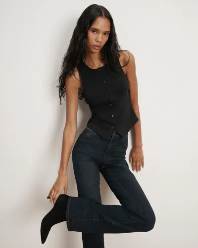 Veronica Beard Caroline Button Down Vest In Black In Black