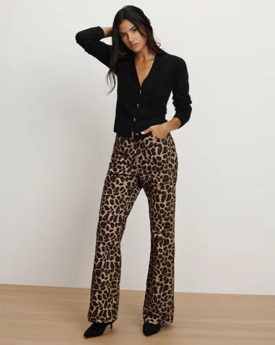 Veronica Beard Taylor High-rise Wide-leg Leopard Jeans With Chaps In Brown