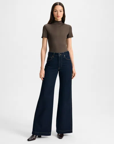 Veronica Beard Kasey Mid Rise Wide Leg Jeans In Indigo Rinse In Blue
