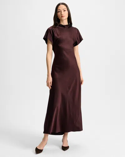 Veronica Beard Redgrave Draped Silk Midi Dress In Burgundy