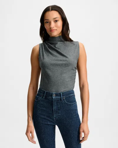 Veronica Beard Mylie Mock-neck Tank Top In Medium Heather Grey In Gray