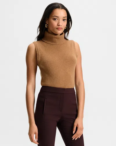 Veronica Beard Mazzy Cashmere Sleeveless Sweater In Brown