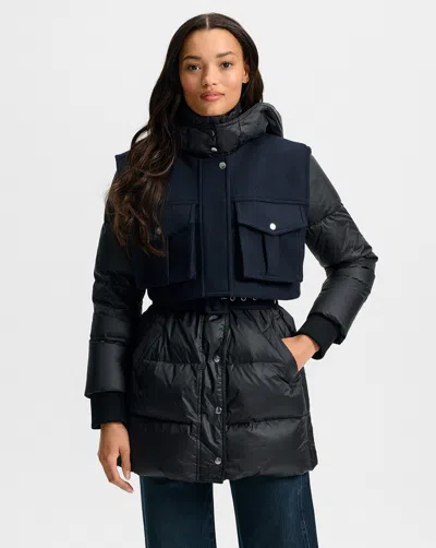 Veronica Beard Jarvis Layered Puffer Coat In Blue
