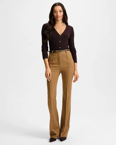 Veronica Beard Gracie Belted Flare Pant In Brown