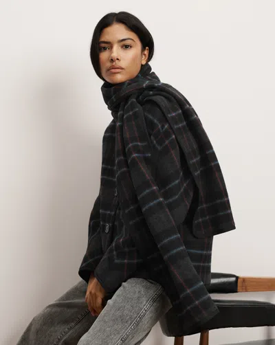 Veronica Beard Martine Scarf-detailed Checked Wool-blend Jacket In Black